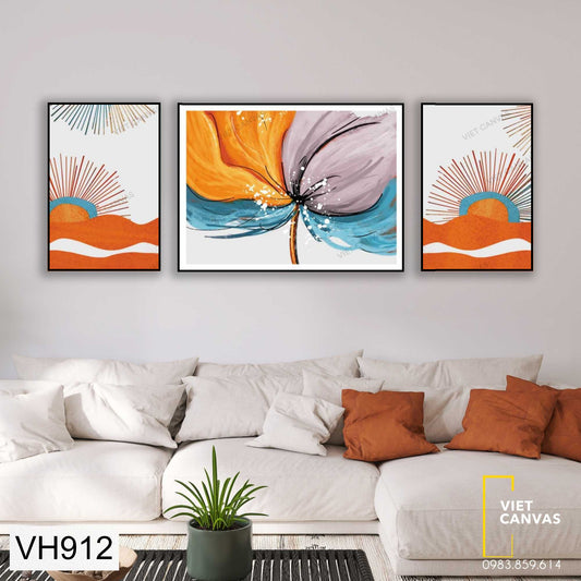 Bộ 3 Tranh Trừu Tượng Hoa Đa Sắc - VH912