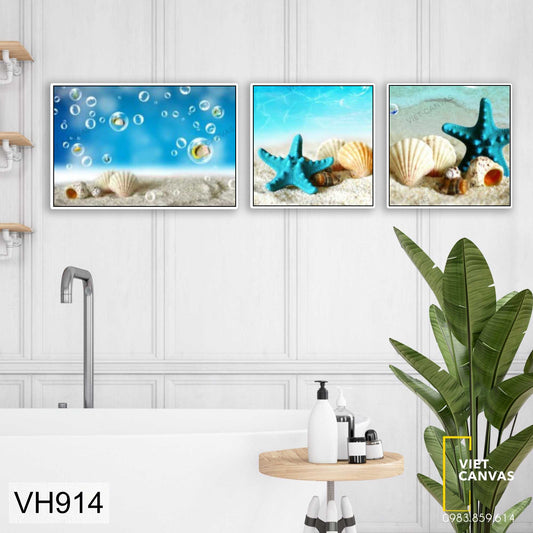Bộ 3 Tranh Sao Biển Sắc Xanh - VH914
