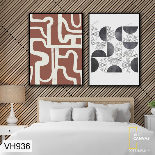 Bộ 2 Tranh Trừu Tượng Sắc Đỏ Và Trắng - VH936