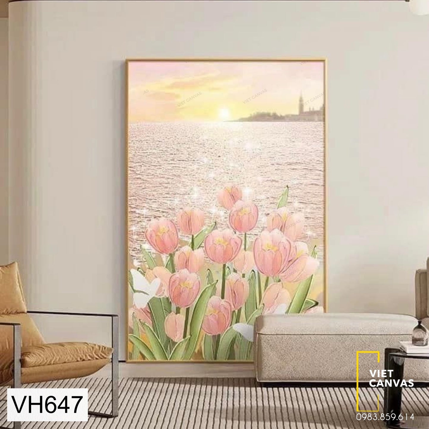 Tranh Bông Hoa Tulip Bên Bờ Biển - VH647