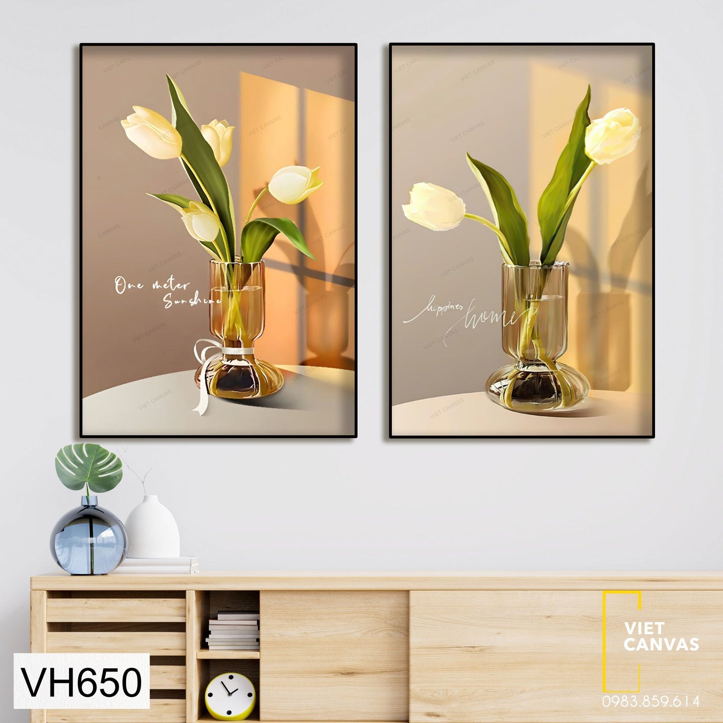 Bộ 2 Tranh Bông Hoa Tulip Trắng - VH650