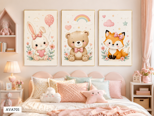 Bộ 3 Tranh Động Vật Hoạt Hình - AVA701