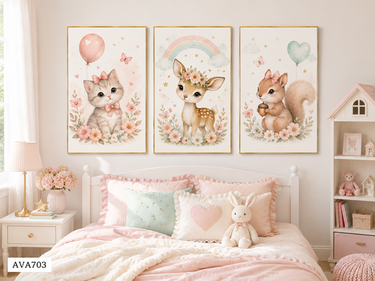 Bộ 3 Tranh Động Vật Hoạt Hình - AVA703