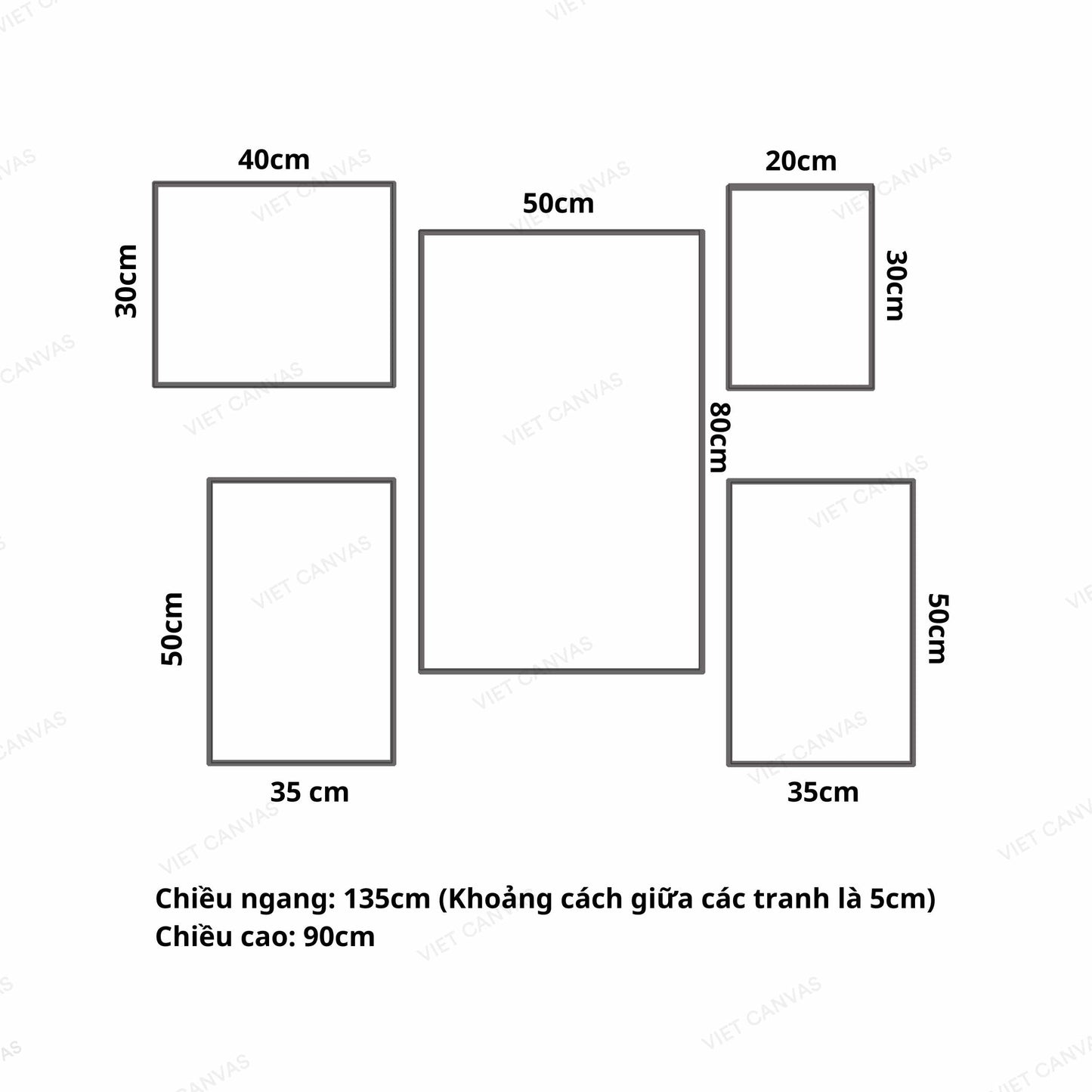 Bộ 5 Tranh Trừu Tượng Sắc Nâu - VE589