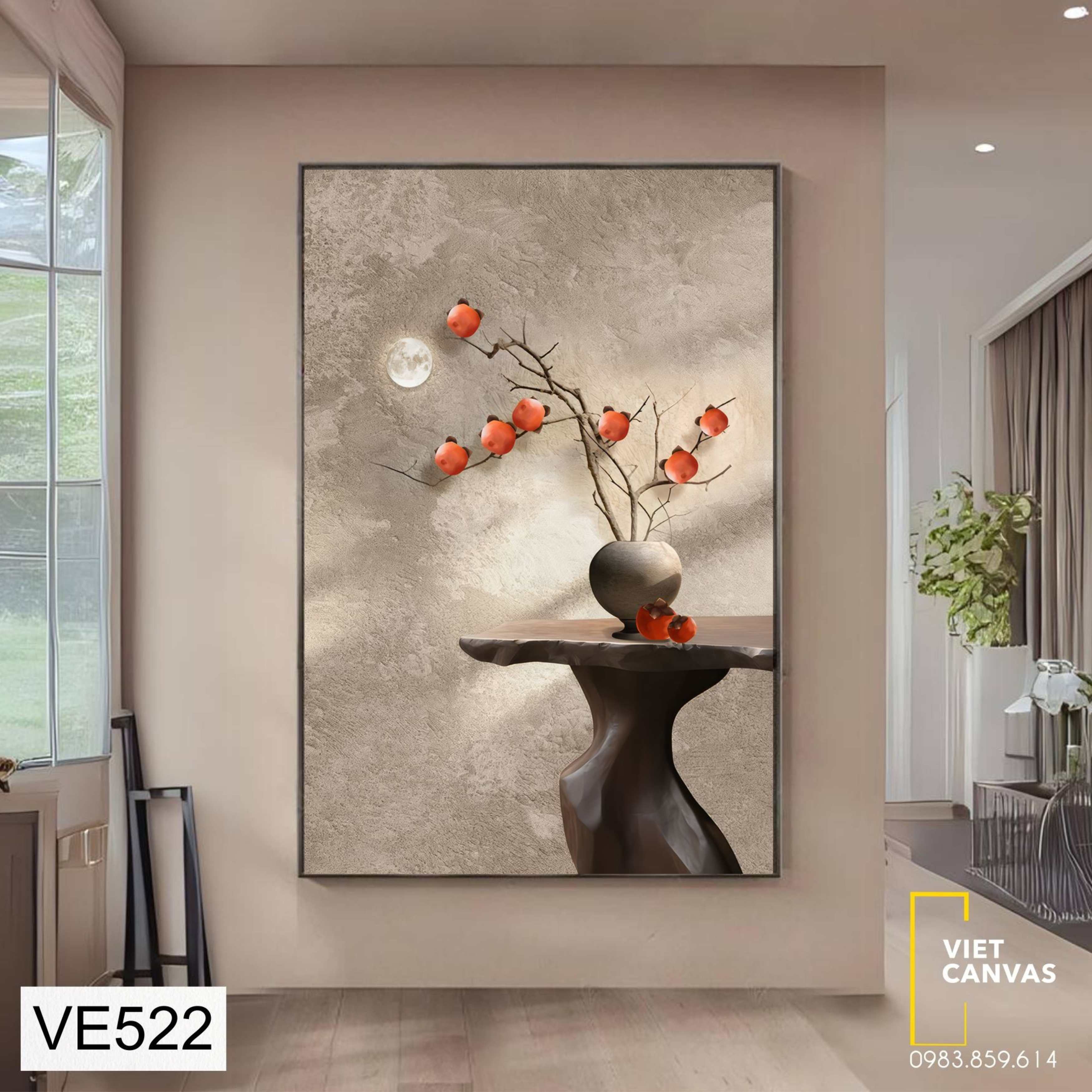Tranh Chậu Hoa Dưới Ánh Trăng VE522 Viet Canvas