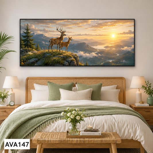 Tranh Cặp Nai Trên Đỉnh Núi - AVA147