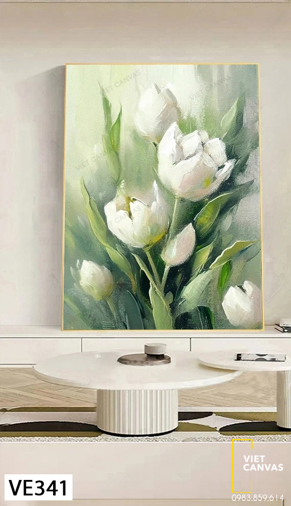 Tranh Hoa Tulip Trắng - VE341