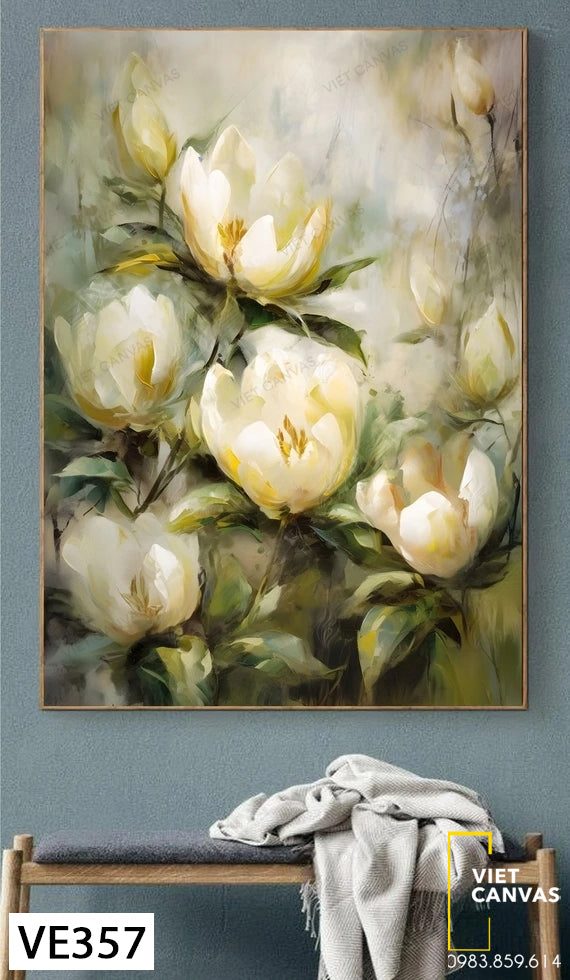 Tranh Hoa Tulip Trắng Nghệ Thuật - VE357