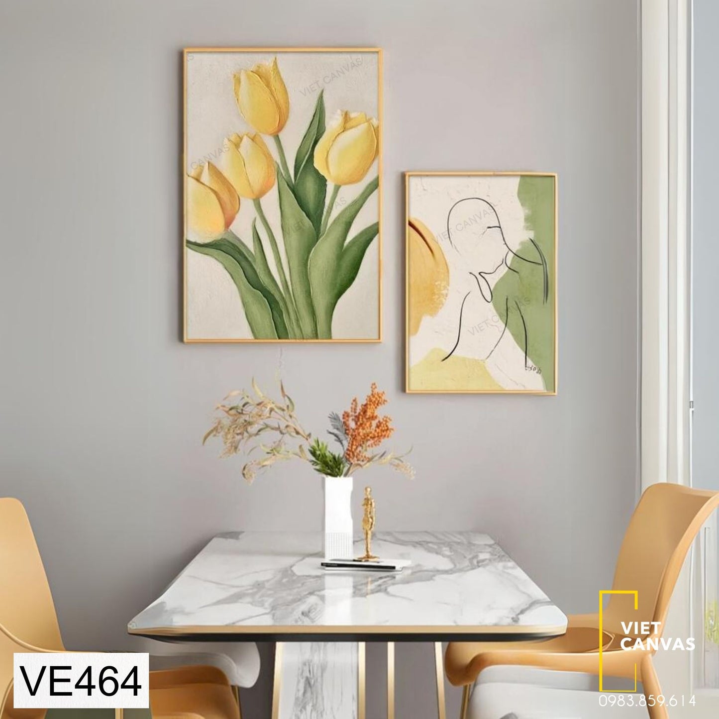 Bộ 2 Tranh Hoa Tulip Vàng - VE464