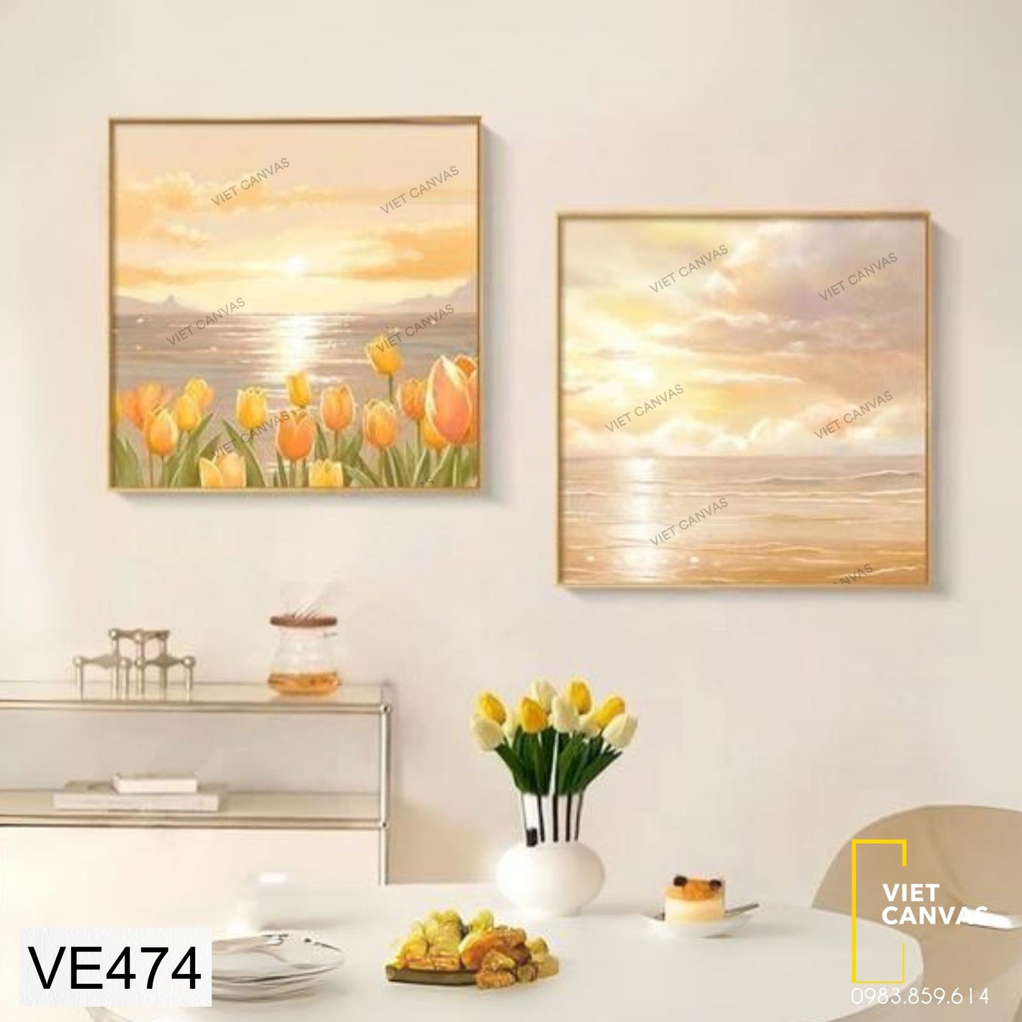 Bộ 2 Tranh Bụi Hoa Tulip - VE474