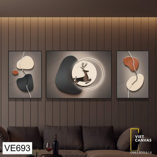 Bộ 3 Tranh Trừu Tượng Sắc Xám - VE693