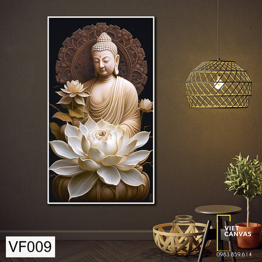 Tranh Phật Tổ Bên Hoa Sen Trắng - VF009
