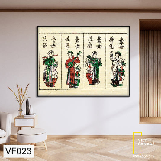 Tranh Hồ Tố Nữ Phong Cách Tranh Đông Hồ - VF023