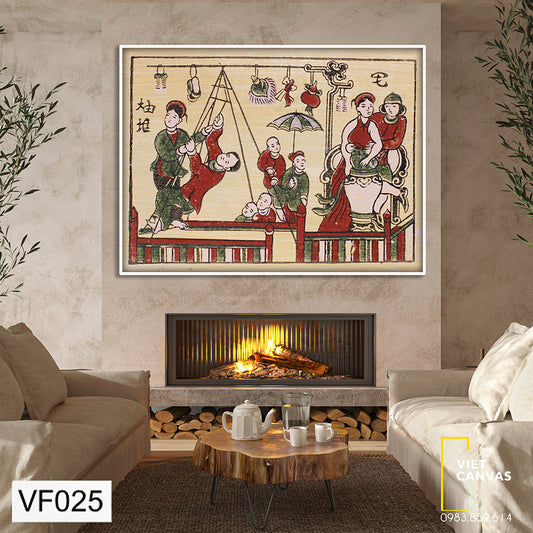 Tranh Hội Đu Phong Cách Tranh Đông Hồ - VF025