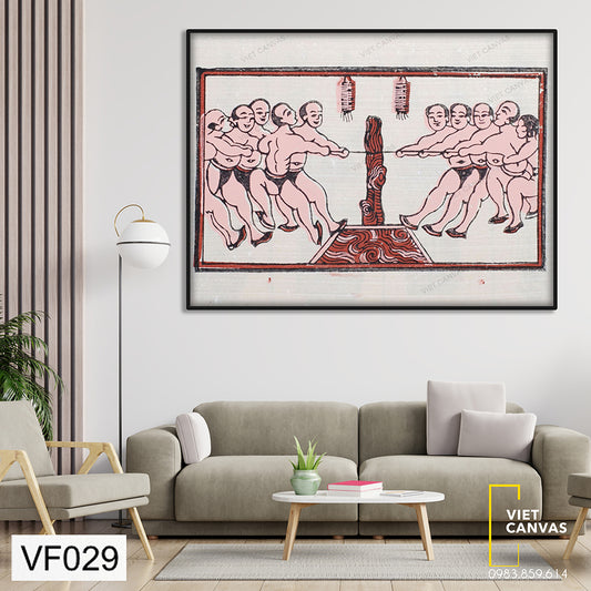 Tranh Hội Thi Kéo Co Phong Cách Tranh Đông Hồ - VF029