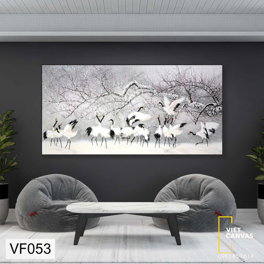 Tranh Đàn Hạc Dưới Tuyết Trắng - VF053