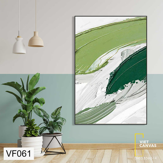 Tranh Nghệ Thuật Vệt Màu Trắng Và Xanh Lá - VF061