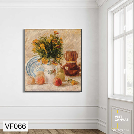 Tranh Tĩnh Vật Bình Hoa Và Trái Cây - VF066