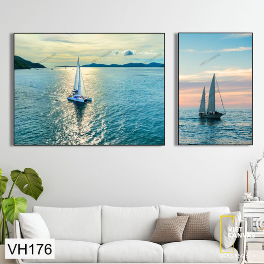 Bộ 2 Tranh Chiếc Thuyển Ngoài Khơi - VH176
