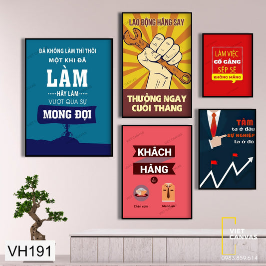 Bộ 5 Tranh Quotes Công Ty Ý Nghĩa Truyền Động Lực - VH191