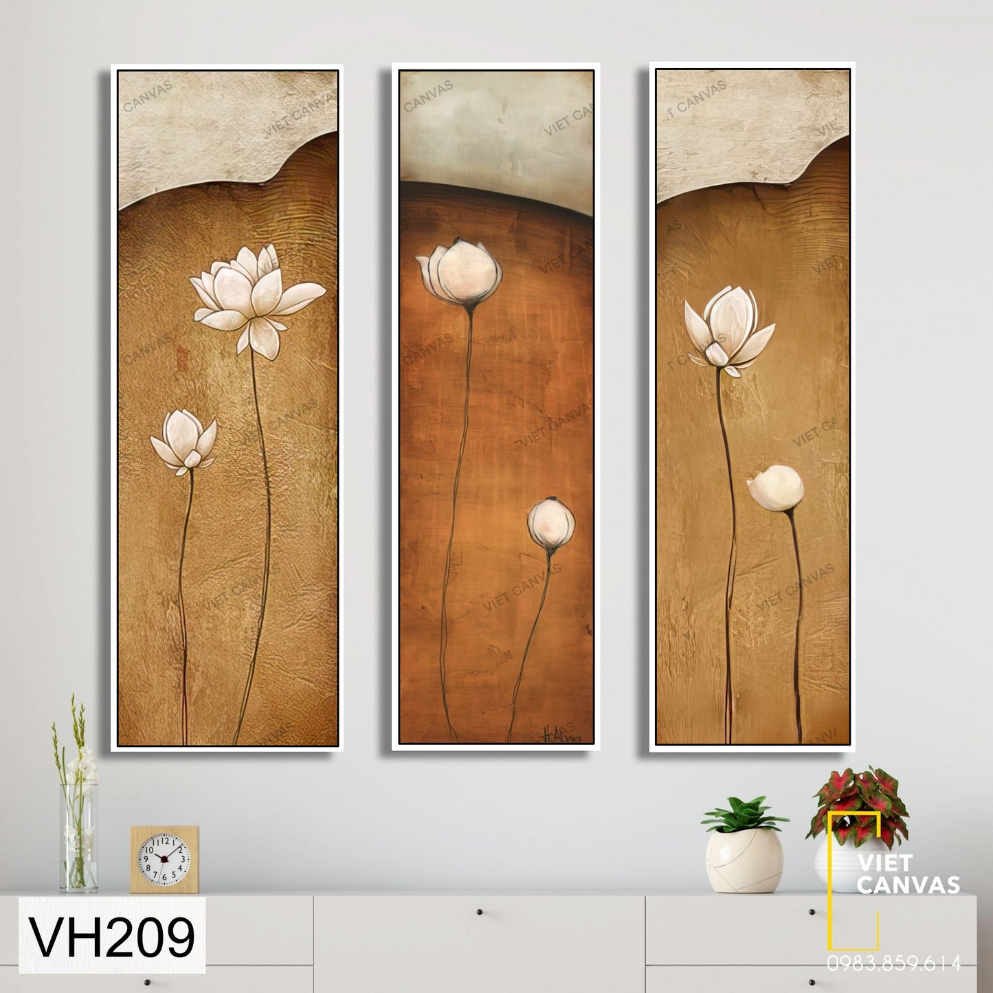 Tranh Trừu Tượng Hoa Sen Hồng Sang Trọng - VH209