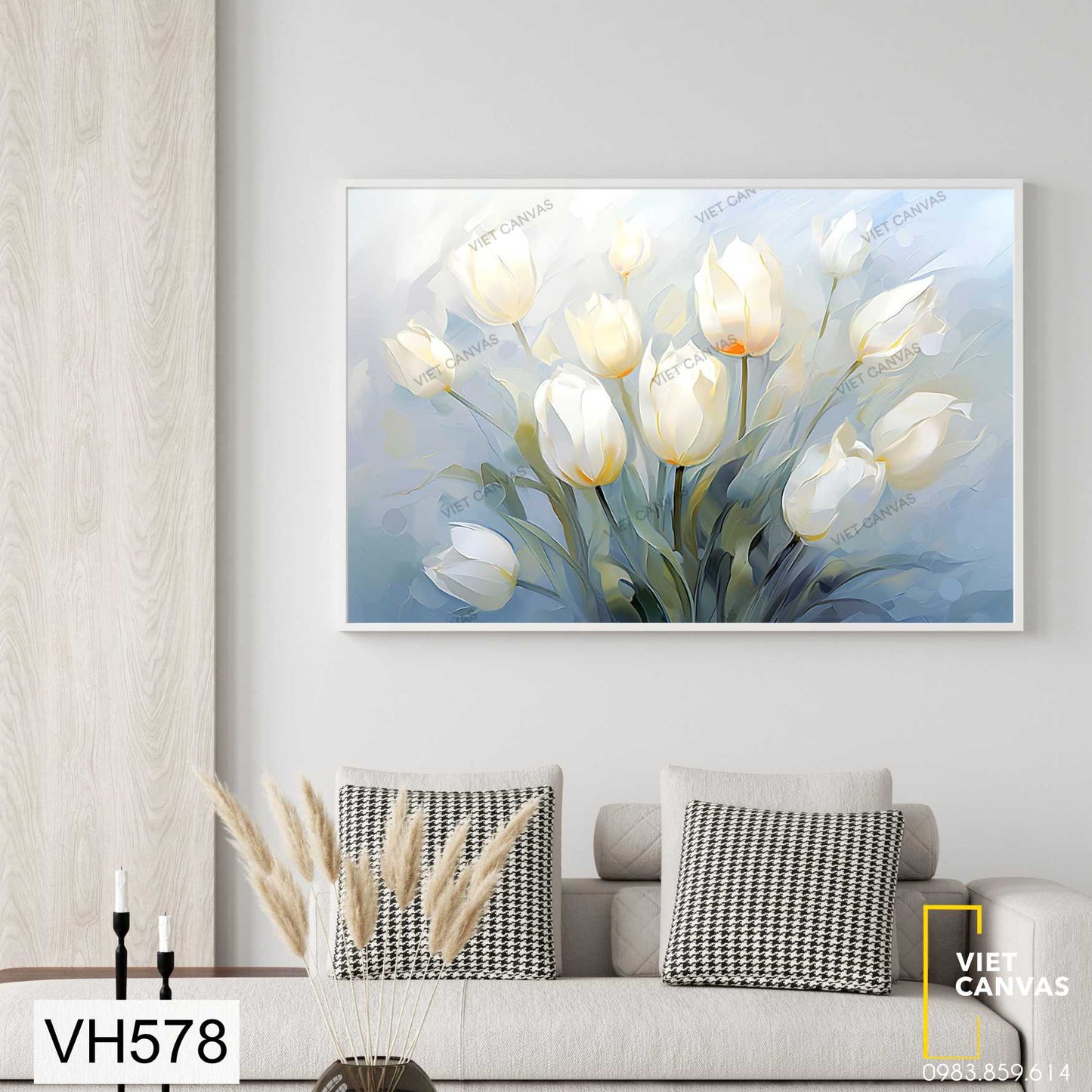 Tranh Hoa Tulip Trắng Nở Rộ - VH578