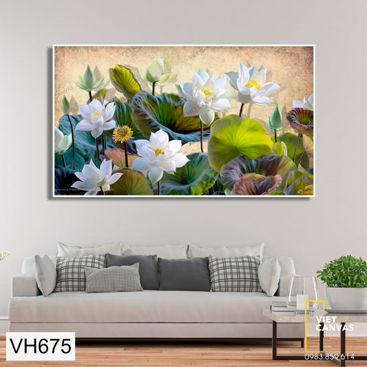 Tranh Hoa Sen Trắng Dần Nở - VH675
