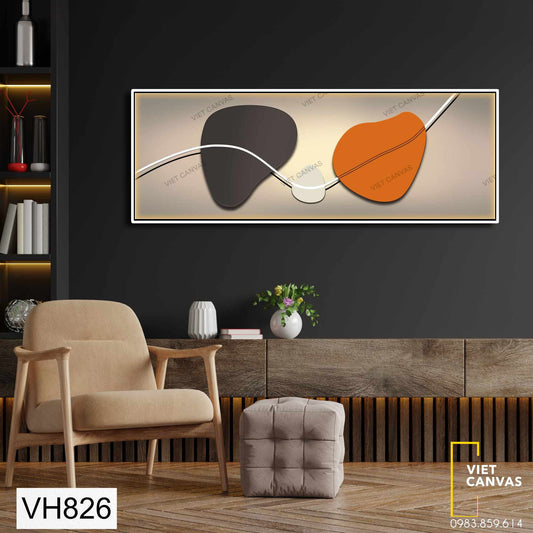 Tranh Nghệ Thuật Khối Nâu Xám Và Cam - VH826