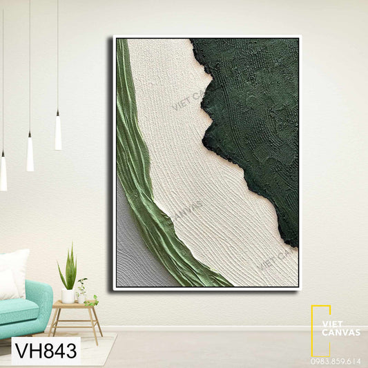Tranh Trừu Tượng Xanh Trắng Xám Hoà Quyện - VH843