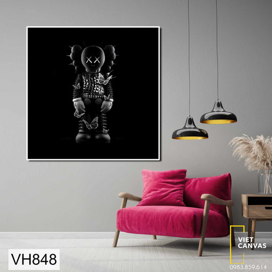 Tranh Gấu Đen Bearbrick Đơn Sắc - VH848