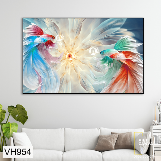 Tranh 4 Chú Cá Nhiều Màu Sắc Rực Rỡ - VH954