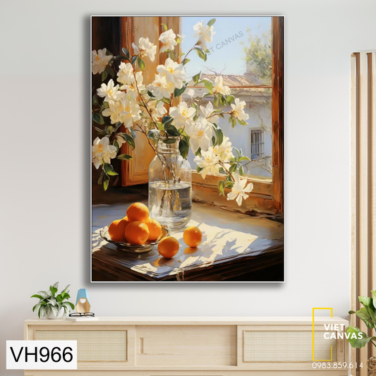 Tranh Hoa Trắng Bên Cửa Sổ - VH966
