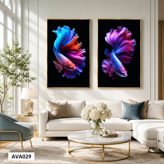 Bộ 2 Tranh Cá Betta Khoe Sắc - AVA029