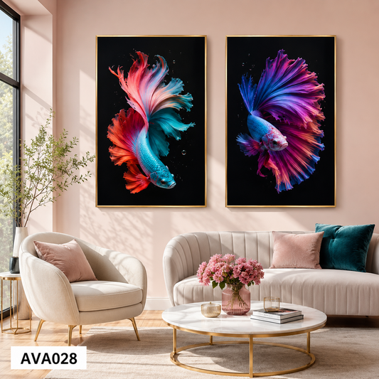 Bộ 2 Tranh Cá Betta Khoe Sắc - AVA028