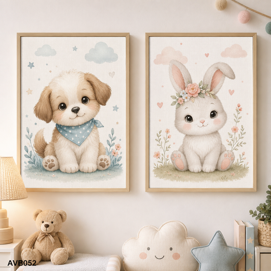 Bộ 2 Tranh Chó Thỏ Dễ Thương - AVB052