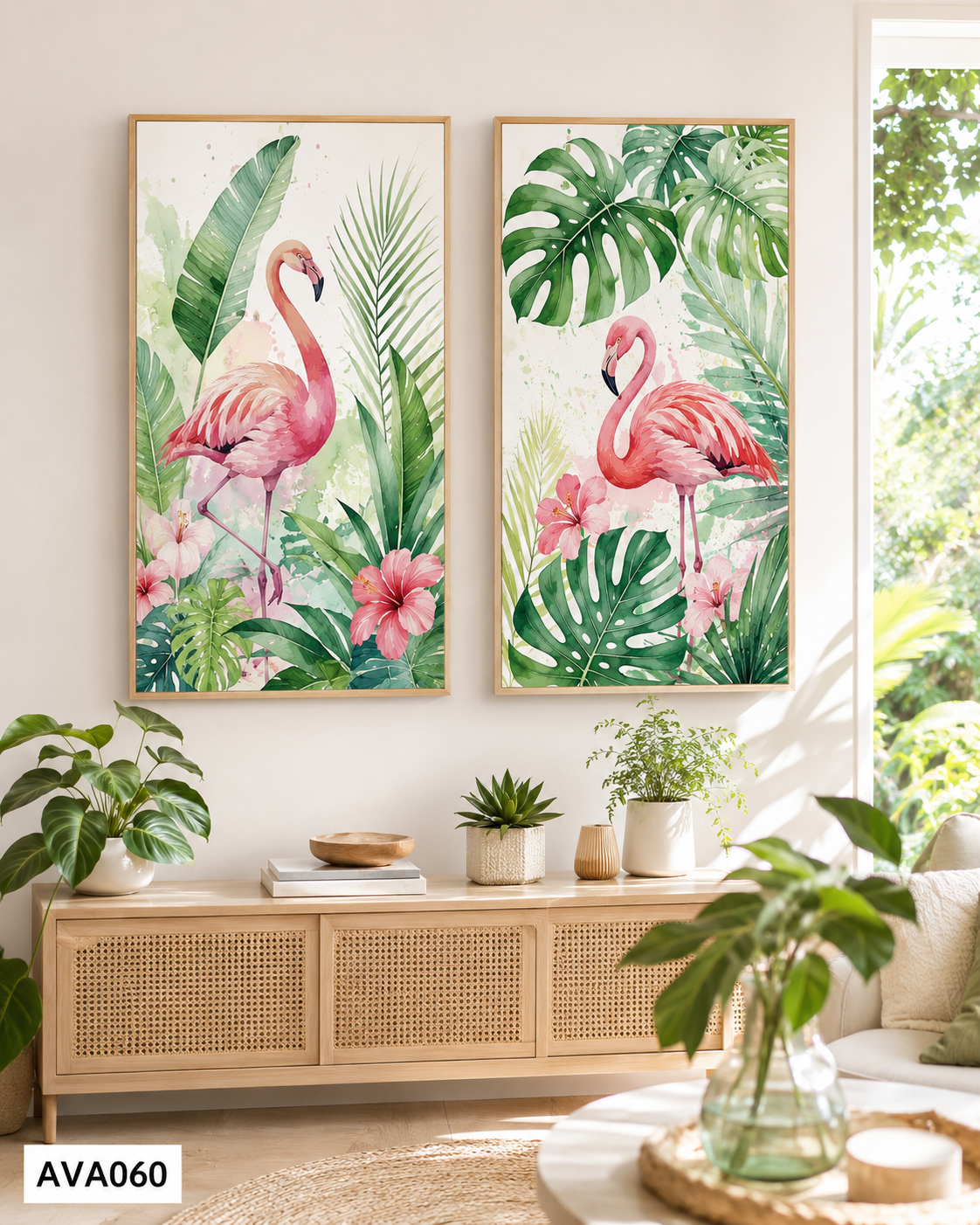 Bộ 2 Tranh Hồng Hạc Và Lá - AVA060