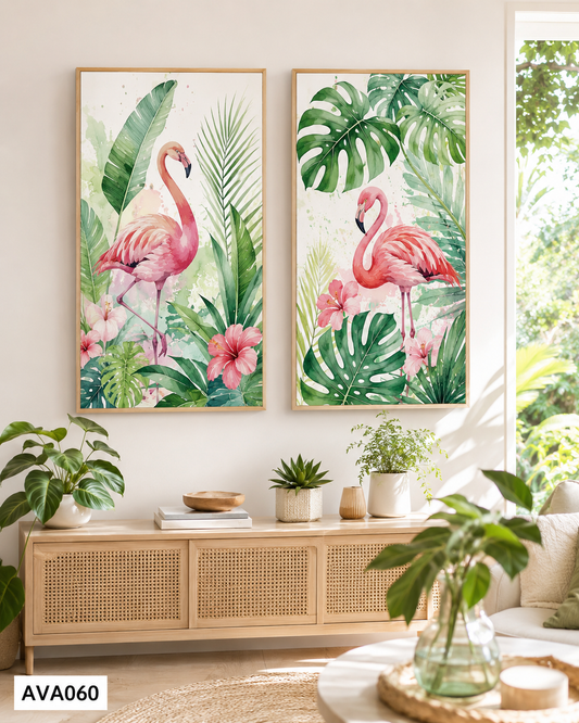 Bộ 2 Tranh Hồng Hạc Và Lá - AVA060