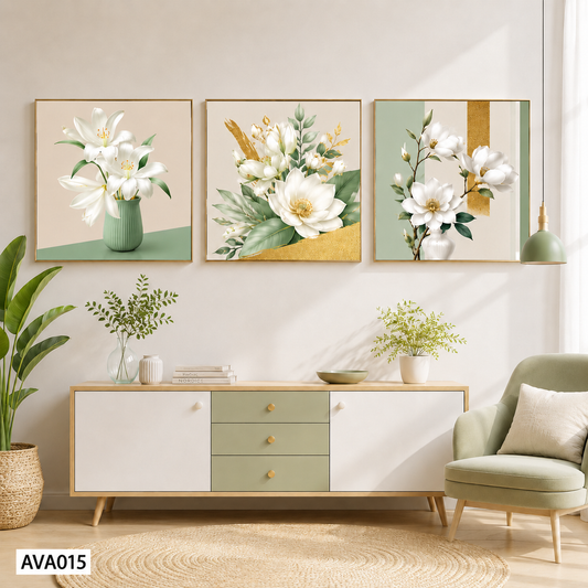 Bộ 3 Tranh Bình Hoa Sứ - AVA015