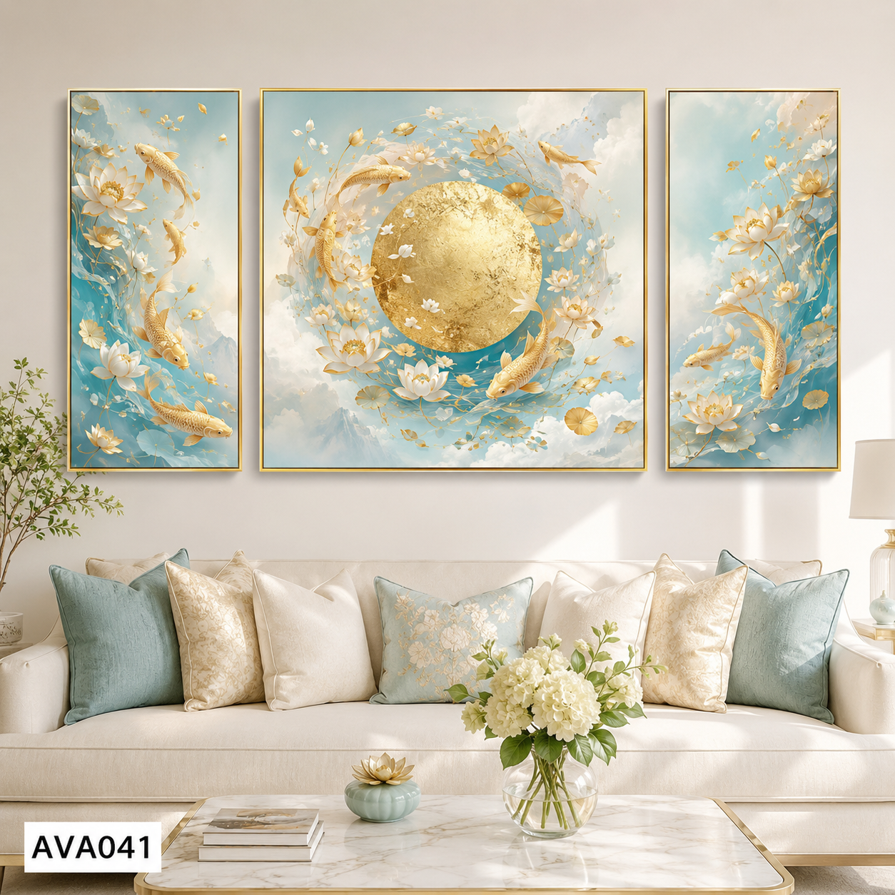 Bộ 3 Tranh Cá Bơi Dưới Trăng - AVA041