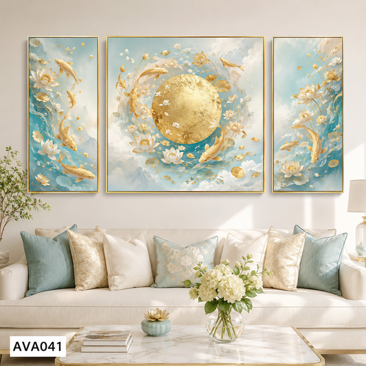 Bộ 3 Tranh Cá Bơi Dưới Trăng - AVA041
