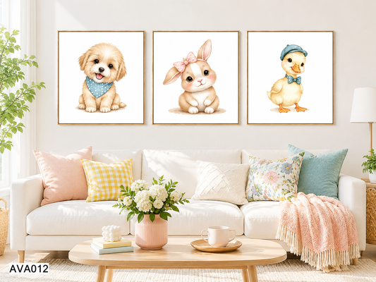 Bộ 3 Tranh Những Chú Động Vật Đáng Yêu - AVA012