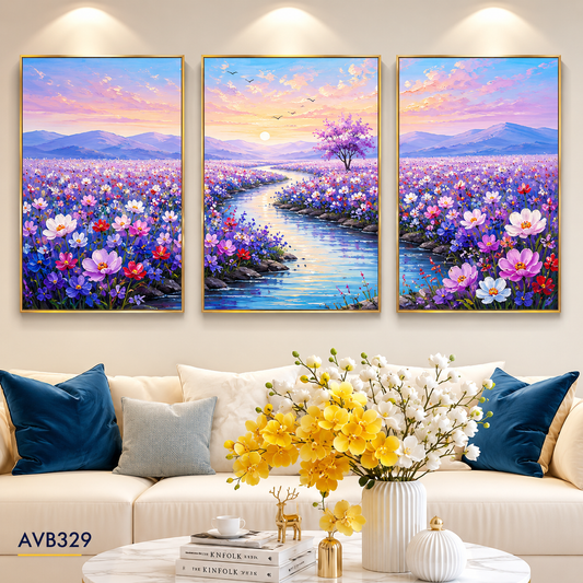 Bộ 3 Tranh Hoa Bình Yên - AVB329