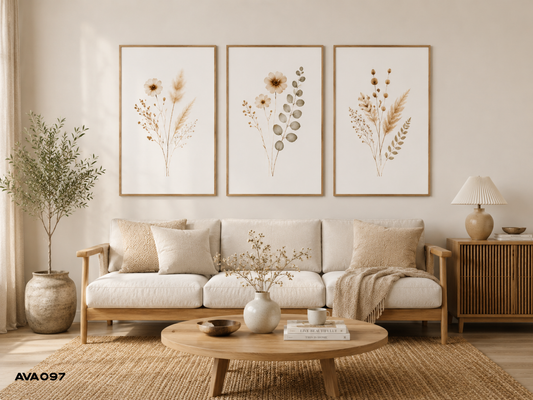 Bộ 3 Tranh Hoa Lá Nhẹ Nhàng - AVA097