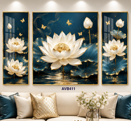 Bộ 3 Tranh Hoa Sen Nở - AVB411