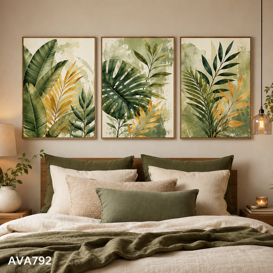 Bộ 3 Tranh Lá Nhiệt Đới - AVA792