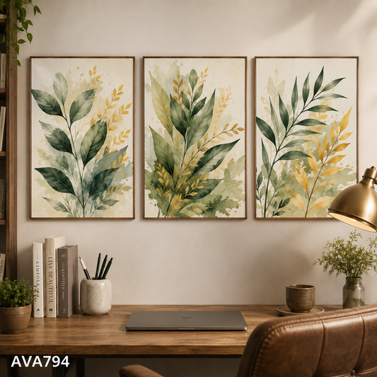 Bộ 3 Tranh Lá Nhiệt Đới - AVA794