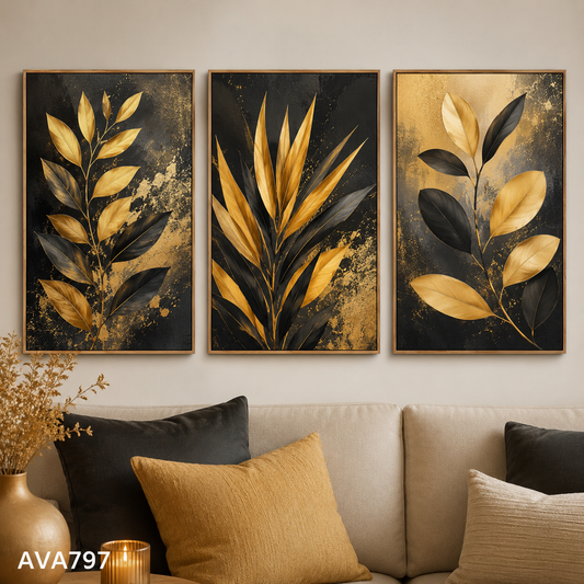 Bộ 3 Tranh Lá Vàng - AVA797