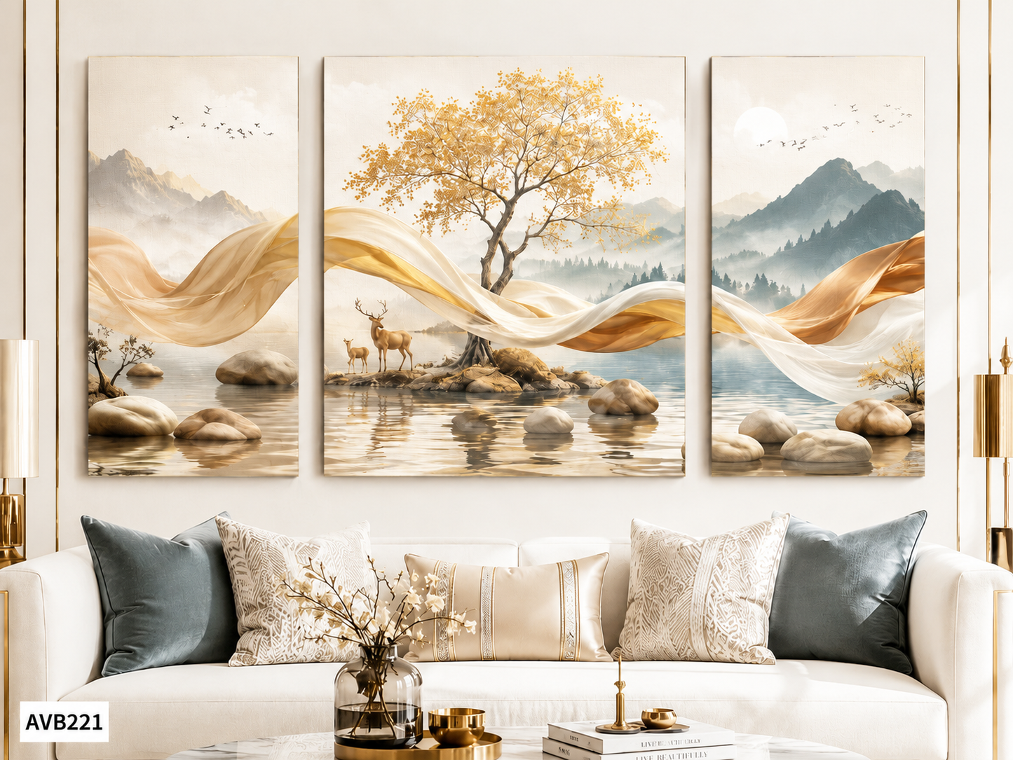 Bộ 3 Tranh Lá Vàng - AVB221