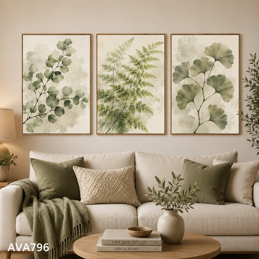 Bộ 3 Tranh Lá Xanh - AVA796