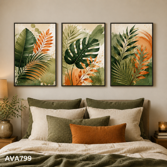 Bộ 3 Tranh Lá Xanh - AVA799